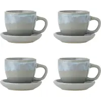 Bloomingville Brenta Tasse und Untertasse blau 4er Set