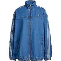 Adidas Jeansjacke ORIGINALS "FIREBIRD ADILENIUM ORIGINALS", Damen, Gr. L, blau (medium vintage denim), Obermaterial: 100% Baumwolle, Jacken Jeansjacke, Adilenium Jeans-Originals Jacke