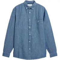 Armedangels CHAMBRAY-LEINEN LANGARMHEMD | Bio-Baumwoll-Mix - blau (M)