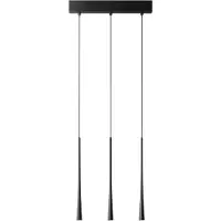 Gea Luce Dafne S/3P Mehrfache lineare Pendelleuchte mit 3 LED-Leuchten (16,5 W, 3000 K, CRI > 90) – Satinschwarz mit schwarzer Deckenrosette – Gealuce