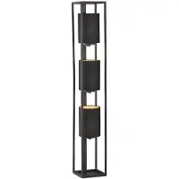 FISCHER&HONSEL GMBH Honsel Spenzer Stehleuchte 3-fach E27 schaltbar Stoffschirm schwarz Chintz goldfarben sand