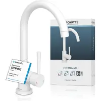 Schutte Küchenarmatur CORNWALL, Wasserhahn Küche mit Energiesparfunktion, Mischbatterie Küche, Spültischarmatur Weiß matt