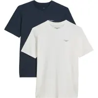 Marc O'Polo T-Shirt DENIM "regular fit im 2er Pack, in softem Single Jersey", Herren, Gr. XXL, bunt (dunkelblau), Obermaterial: 100% Baumwolle, regular fit, Rundhals, Shirts T-Shirt