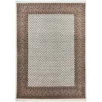 Theko Läufer "Chandi Mir, handgeknüpft", braun (creme, braun), B:80cm H:12mm L:200cm, Schurwolle, Teppiche, Läufer, Teppich-Läufer, reine Wolle, mit Fransen, Wohnzimmer