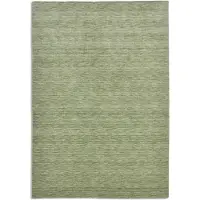 Theko Wollteppich "Holi", grün (hellgrün), B:190cm H:13mm L:250cm, Schurwolle, Teppiche, Wollteppich, Uni-Farben, leicht meliert, reine Wolle, handgewebt mit Knüpfoptik