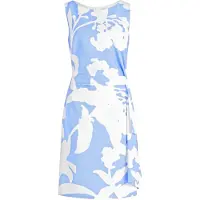 Vera Mont Cocktailkleid "Cocktailkleid mit Blumenprint", Damen, Gr. 38, EURO, blau (blau, weiß), Obermaterial: 90% Polyester PES. 10% Elasthan EL., Kleider Cocktailkleid