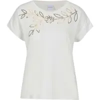 MADELEINE Kurzarmshirt "Blusenshirt Elegantes T-Shirt mit Glanzeffekten", Damen, Gr. 44, weiß (wollweiß), Obermaterial: 92% Viskose CV. 8% Elasthan EL., Modern, schmal, Shirts Kurzarmshirt, Pailetten