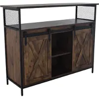 Relaxdays Sideboard mit Schiebetüren, HBT: 80 x 100 x 33 cm, 6 Fächer, Beistellschrank Küche & Wohnzimmer, braun/schwarz