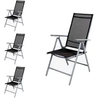 Mojawo 4 Stück Garten Klappstuhl Aluminium - Textilen Silbergrau/Anthrazit