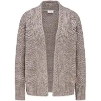 Goldner Elegante Grobstrickjacke, Zopfmuster in taupe / melange | Gr.: 40