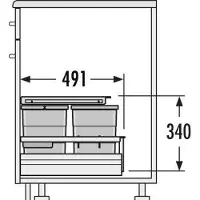 Hailo 3620511 Abfallsorter SEPARATO K 50 mit 3-fach-Trennung für 50 cm Schrankbreite / Abfallsorter / Mülleimer