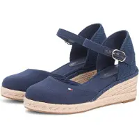 Tommy Hilfiger Keilsandalette "MID WEDGE ESPAD CLOSED TOE" Plateau, Sommerschuh mit verstellbarer Schnalle, schmale Form