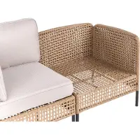 Beliani 2-Sitzer Gartensofa Beige u. Hellbeige PE-Rattan mit Armlehnen Metallbeinen Olefin Auflagen Wasserabweisend Modernes Outdoor Lounge Sofa