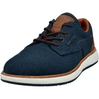 Bugatti Schnürschuh , Herren, Gr. 43, Textil, dunkelblau, Schuhe Schnürschuh, Schnürschuh, Halbschuh mit Kontrastbesatz an der Ferse