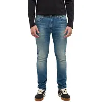Mustang Slim-fit-Jeans "Herren Style Vegas Slim", Herren, Gr. 31, Länge 32, blau (583 mittelblau), Denim/Jeans, 93% Baumwolle, 5% Polyester, 2% Elasthan, unifarben, slim fit, Jeans Slim-fit-Jeans