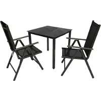 VCM 3 tlg Alu Glas Gartenset Tisch Sitzgruppe 80SW