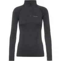 Falke Damen Langarmshirt Wool-Tech, XS, Schwarz, Uni, Schurwolle