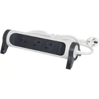 Legrand Premium Kontaktsteckdose 3x2P mit 3m Kabel Schwarz Weiß (Europäische Steckdose) - 049458 [5 Stück]