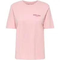 ONLY Kurzarmshirt "ONLLUCY MONJA SS TOP JRS NOOS", Damen, Gr. XL, rosa (rosy touch detail:strawberry), Jersey, Obermaterial: 100% Baumwolle, bedruckt, regular fit normal, Rundhals, Shirts Kurzarmshirt