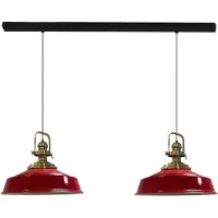 Bamyum Asletl Pendelleuchte Esstisch 2 Flammig Metall 41 cm, Hängelampe Esstisch Wohnzimmer, Hängelampe Industrial Vintage, Küchenlampe Vintage - Rot