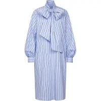 Seidensticker Blusenkleid , Damen, Gr. XXL (44), Normalgrößen, blau (hellblau), 73% Baumwolle, 23% Polyamid, 4% Elasthan, gestreift, oversize, Kleider Blusenkleid, 1/1 Binderkragen Gestreift
