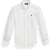 Ralph Lauren für Herren. 710968915505 Slim Fit Leinenhemd weiß (S), Lässig, Party, Klassisch, Langarm