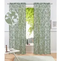 Otto Home Gardine "Issoire" Gr. 2, grün (olive), B:140cm H:175cm, Polyester, Gardinen, Gardine, Wohnzimmer, Schlafzimmer, Esszimmer, gemustert, modern