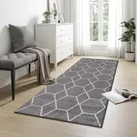 Sanat Teppich "Trellis, auch als Läufer und Rund", grau, B:80cm H:10mm L:200cm, Kunstfaser, Teppiche, Teppich, Kurzflor, skandi, boho, große Farbauswahl, alle Räume