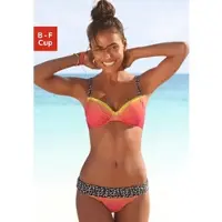 Kangaroos Bügel-Bikini , Damen, Gr. 36, Cup F, orange (orange, gelb), Polyamid, Bikini-Sets Bügel-Bikini, mit trendigen Details im Leoprint