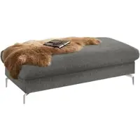 W.Schillig Polsterhocker "piedroo", grau (grau r66), B:141cm H:42cm T:70cm, Chenille-Flachgewebe R66 (85% Polyester, 15% Nylon), Hocker, Polsterhocker, Füße in Chrom glänzend