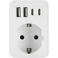 Plastrol Steckdosenadapter mit 4x USB und Schuko-steckdose 230V 3680W W-72025