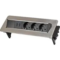Brennenstuhl 3-fach Tisch-Einbausteckdose - mit 2 USB Ladebuchsen - 250V, 16A - 2 m