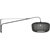 Steinhauer Wandlampe schwarz Vela Lino mit schwarzem Farbton Ø60 cm