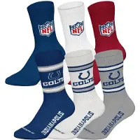 NFL Kurzsocken "Socken 6Pack Crew Socks 6er Pack", Damen, Gr. 39-42, bunt (indianapolis colts, mix), Obermaterial: 58% Baumwolle CO. 39% Polyester PES. 3% Elasthan EL., Socken Kurzsocken