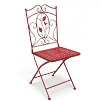 DanDiBo Gartenstuhl Klappbar Antik Rot Metall Rosso Wetterfest 90cm 96710 Metallstuhl Eisenstuhl Balkonstuhl Terrassenstuhl Bistrostuhl Klappstuhl