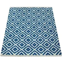 Paco Home Teppich Wohnzimmer Boho Marokkanische Muster Fransen Handgewebt Woll-Baumwoll 200x300 cm