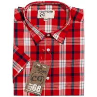 Terrax Kurzarmhemd WORKWEAR "Sommerhemd 1⁄2Arm", Herren, Gr. 43, EURO, rot (rot, royal, weiß), Obermaterial: 100% Baumwolle CO., Hemden Kurzarmhemd