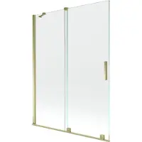 Mexen Velar zweiteilige, verschiebbare Badewannenabtrennung 130 x 150 cm, transparent, gold - 896-130-000-01-50