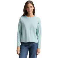 Tom Tailor Sweatshirt , Damen, Gr. XS, blau (weiß moss), Sweatware, Obermaterial: 100% Baumwolle, unifarben, regular fit normal, Rundhals, Sweatshirts Sweatshirt, mit Kordelzug am Saum
