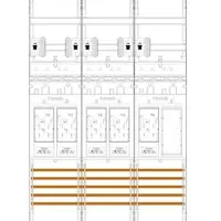 F-tronic 7141121 Zählerfeld E216ER6-HSS, 3-feldrig, H=1050mm, 5-eHZ, 5 HSS, 1 Res. E216ER6HSS