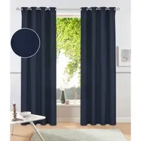 Otto Home Vorhang "Raja" Gr. 2, blau (dunkelblau), B:140cm H:175cm, Polyester, Recyceltes Material, Gardinen, Vorhang, Blickdichtes Material, Einfache Montage, Pflegeleicht, Ösen, 2 er Pack, Topseller