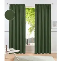 Otto Home Vorhang "Parry" Gr. 3, grün (oliv), B:140cm H:225cm, Polyester, Recyceltes Material, Gardinen, Vorhang, 2-er Set, blickdicht, monochrom, basic, einfarbig, Bestseller, Topseller