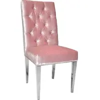 Leonique Stuhl "Pinky", rosa (rosé, silberfarben, rosa), B:49cm H:106cm T:66cm, Stühle, Stuhl, Stuhl, rosa Velours, Silberfüße, Knöpfe, Design, 49x66x106 cm