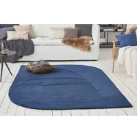 Wecon Home Teppich "Dodo", kobalt blau, B:70cm H:10mm L:140cm, Schurwolle, Teppiche, Teppich, Wollteppich, asymmetrisch, hochwertig, handgetuftet, robust, modern