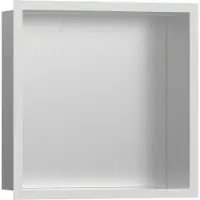 Hansgrohe XtraStoris Individual Wandnische Edelstahl gebürstet mit Designrahmen, 300x300x100 mm, 56097700, Farbe: weiss matt