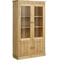 Otto Home Vitrine "Indra", beige (natur), B:85,4cm H:145cm T:32cm, Massivholz, Schränke, Vitrine, aus massiver Kiefer, FSC, Höhe 145 cm, dezentes Ornament