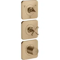 Hansgrohe AXOR Citterio E Thermostatmodul 38 x 12 Unterputzmodell für 3 Verbraucher mit 3 Einzelrosetten, 36704140, Farbe: Brushed Bronze