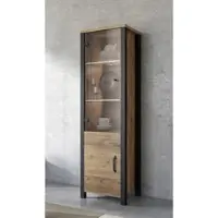 Home affaire Vitrine "Olin", schwarz (appenzeller fichte, schwarz matt), B:56cm H:191cm T:43cm, Dekorfolie, FSC-zertifizierter Holzwerkstoff, Schränke, Vitrine, Höhe 191 cm