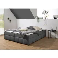 Home affaire Boxbett "Niemes inkl. Bettkasten und Topper, auch in Überlänge erhältlich", anthrazit, B:164cm L:204cm, Komplettbetten, Boxbett, Boxbett ohne Kopfteil, inkl. Topper