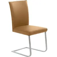 K+W Komfort & Wohnen Freischwinger "Santos III", gelb (curcuma 71, edelstahlfarbig), B:47cm H:99cm T:62cm, Stühle, Freischwinger, mit Sattlernaht, Gestell aus Edelstahl, hochwertiger Sitzkomfort